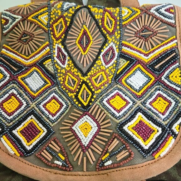Sorpresa Bohemian Festival Canvas Suede Beaded Hippie Backpack main image 5